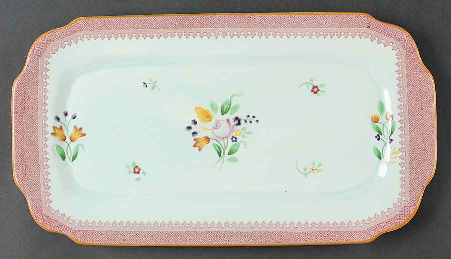 Lowestoft (Older Backstamp) Large Sandwich Tray by Adams China-1