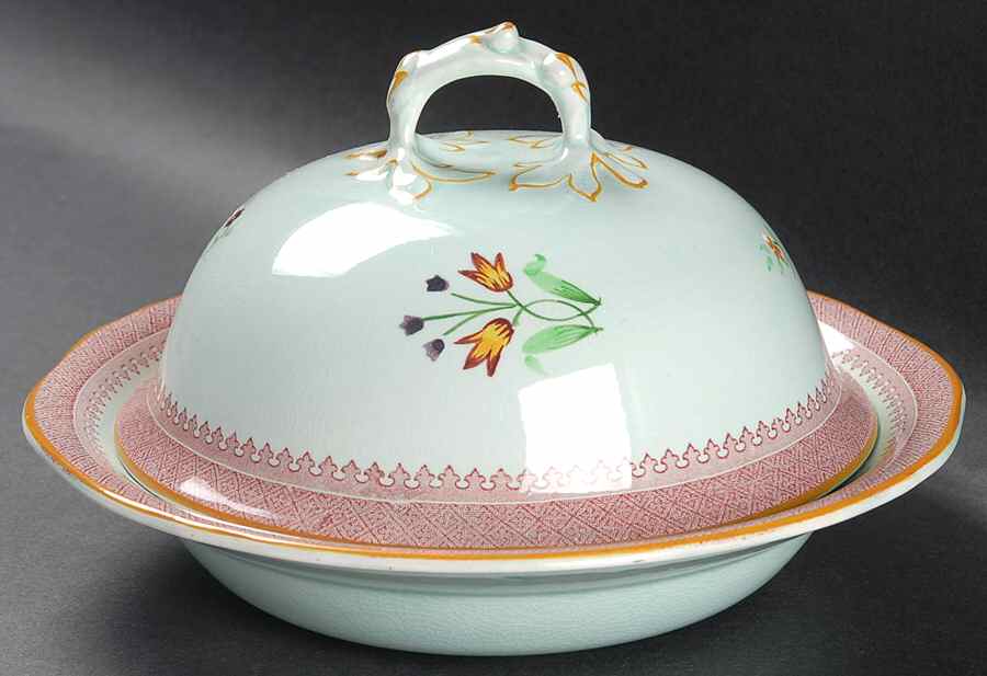 Lowestoft (Older Backstamp) Muffin Dish & Lid by Adams China-1