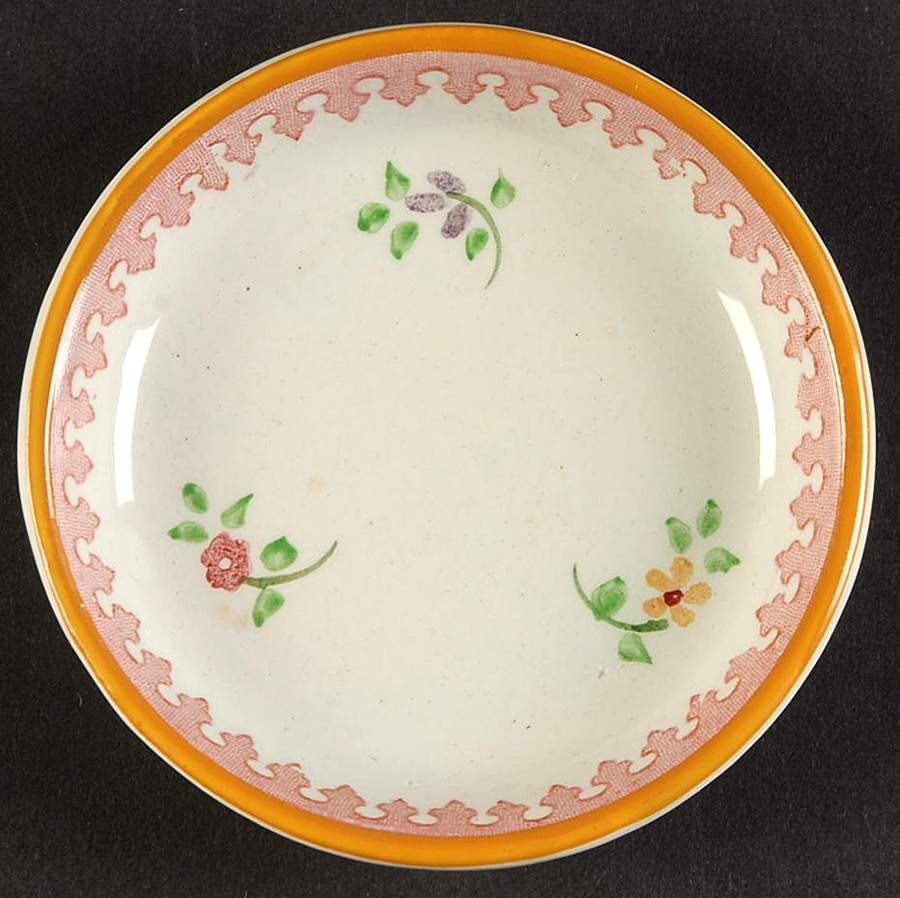 Lowestoft (Older Backstamp) Butter Pat by Adams China-1