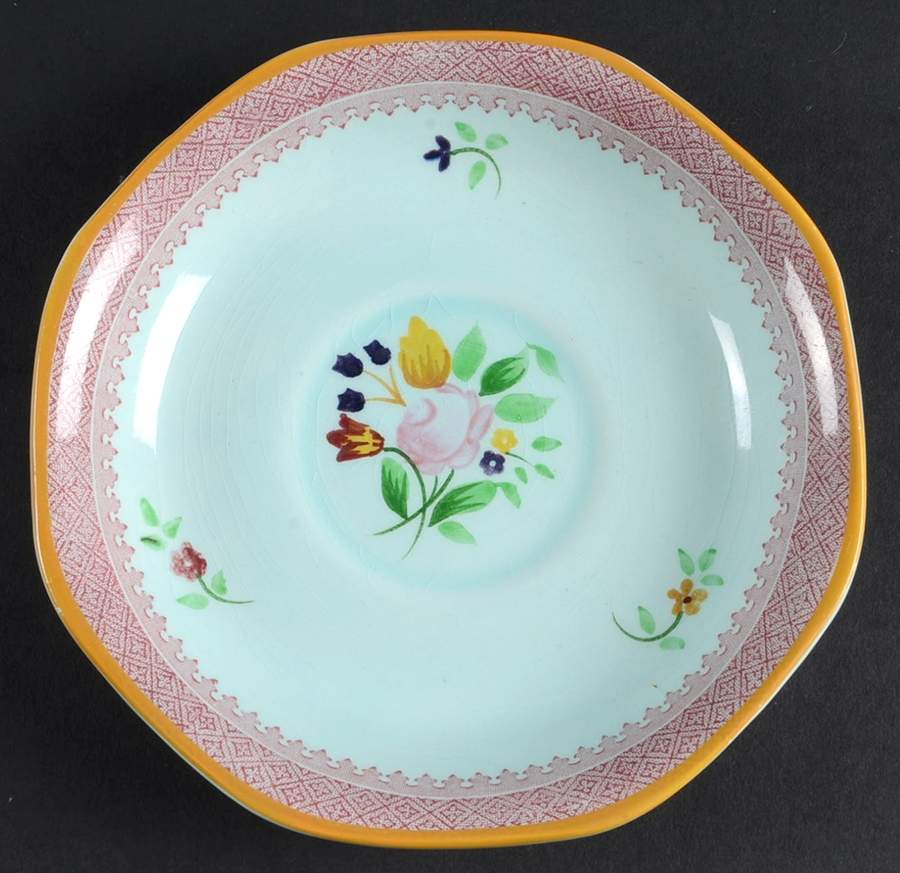 Lowestoft (Older Backstamp) Saucer for Flat Cup by Adams China-1