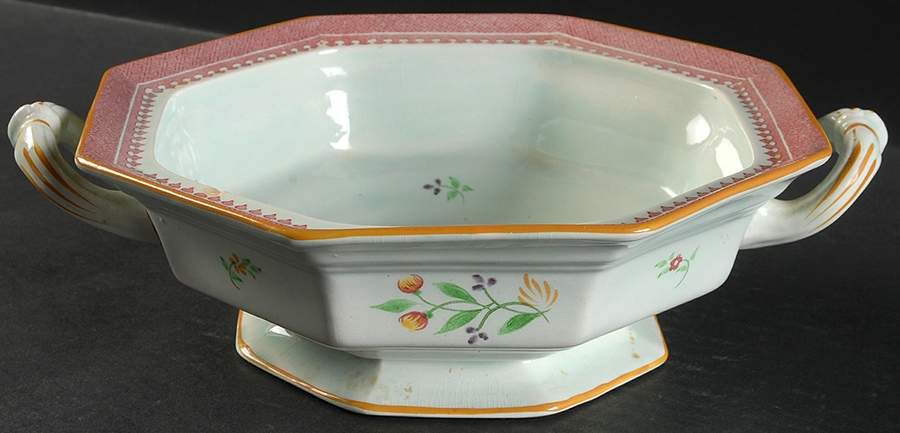 Lowestoft (Older Backstamp) Octagonal Vegetable No Lid by Adams China-1
