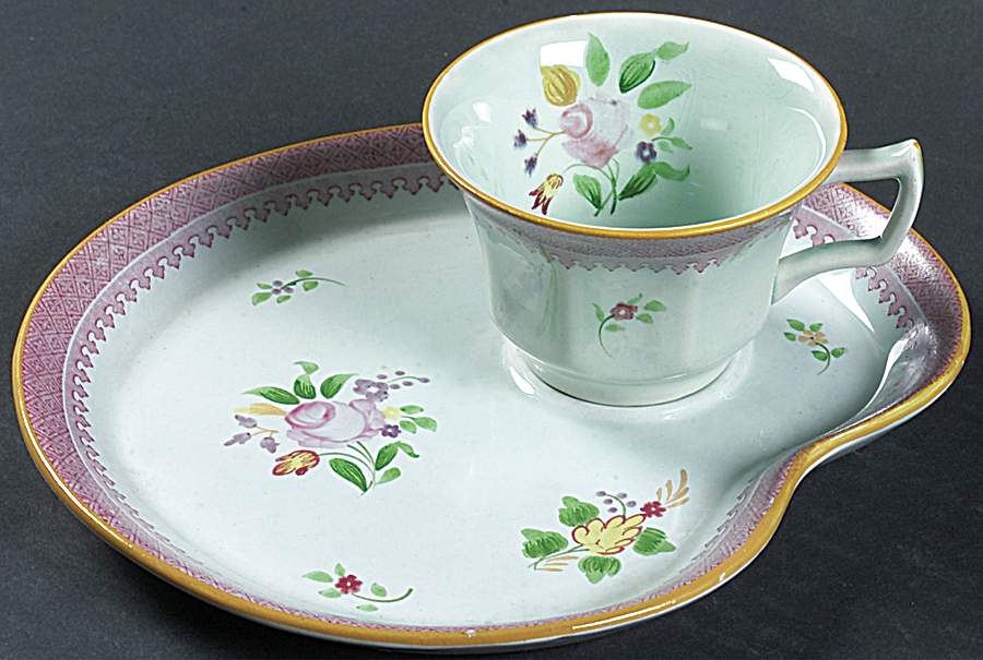 Lowestoft (Older Backstamp) Snack Plate & Cup Set by Adams China-1