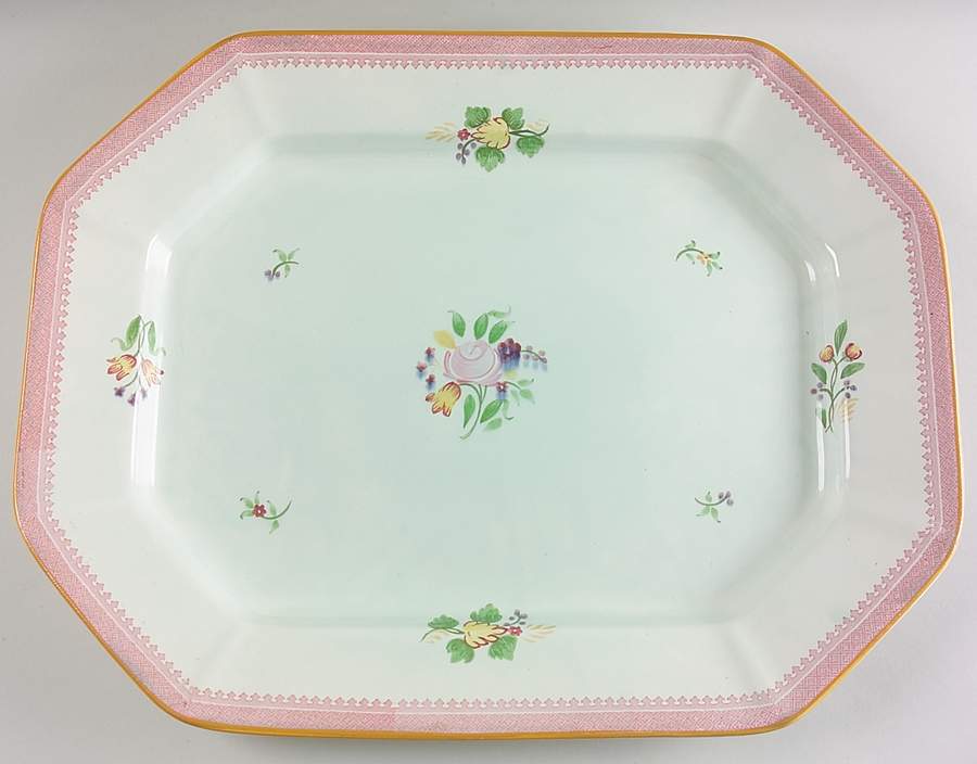 Lowestoft (Older Backstamp) 17" Oval Serving Platter by Adams China-1