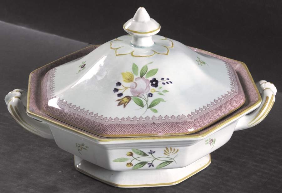 Lowestoft (Older Backstamp) Octagonal Covered Vegetable by Adams China-1