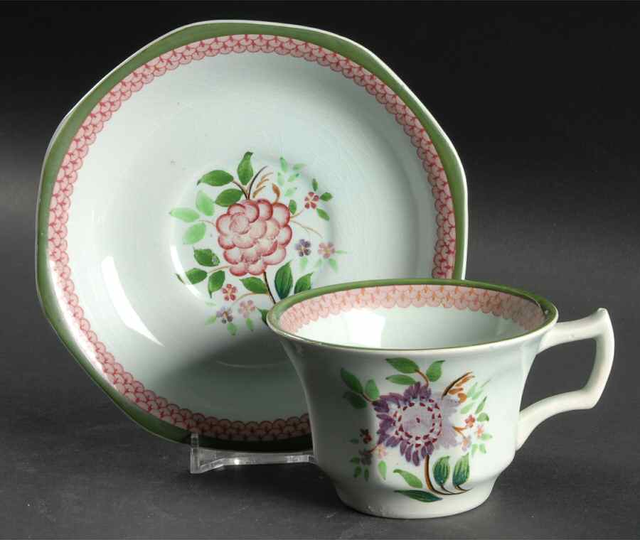 Mandalay Green Flat Cup & Saucer Set by Adams China-1