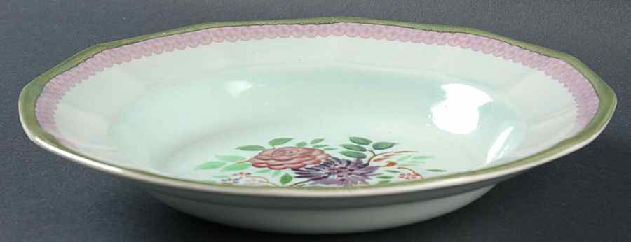 Mandalay Green Rim Soup Bowl by Adams China-1