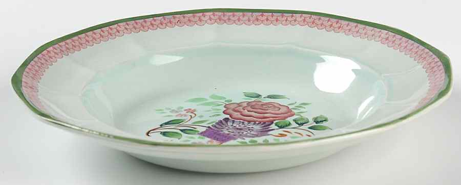 Mandalay Green Large Rim Soup Bowl by Adams China-1