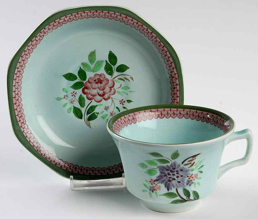 Mandalay Green Oversized Cup & Saucer Set by Adams China-1