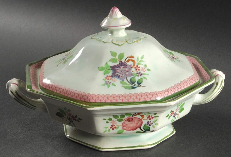 Mandalay Green Octagonal Covered Vegetable by Adams China-1