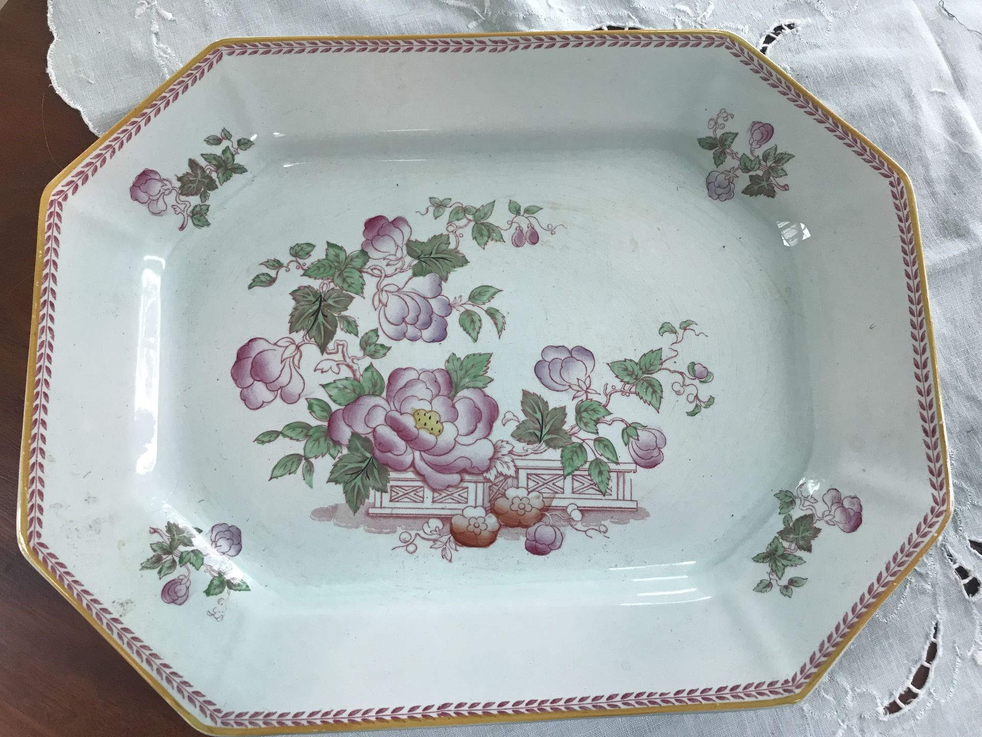 Metz Newer Backstamp 13" Oval Serving Platter by Adams China-1