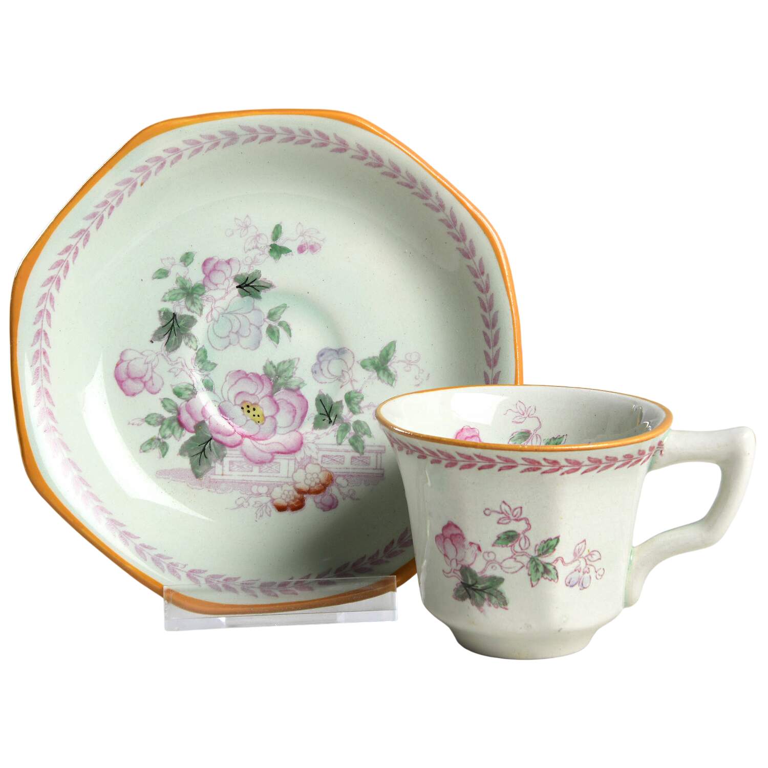 Metz Newer Backstamp Flat Demitasse Cup & Saucer Set by Adams China-1