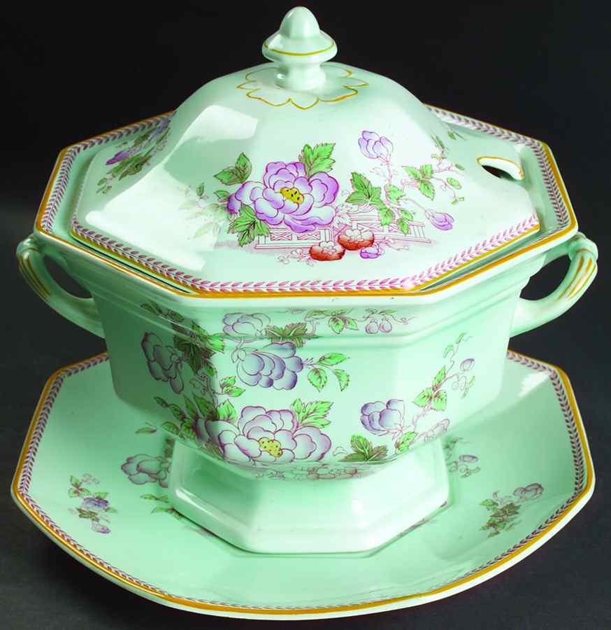 Metz Newer Backstamp Tureen & Lid w/Underplate by Adams China-1