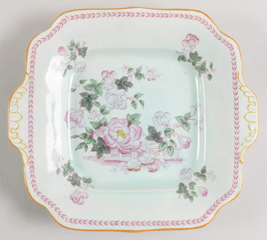 Metz Older Backstamp Square Cake Plate by Adams China-1