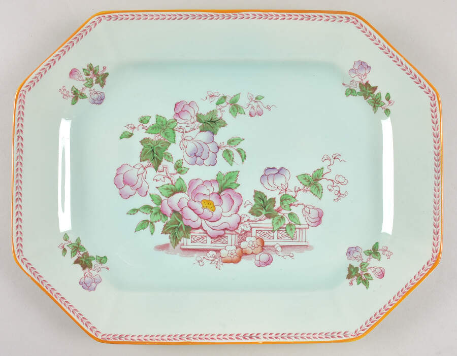 Metz Older Backstamp 13" Oval Serving Platter by Adams China-1