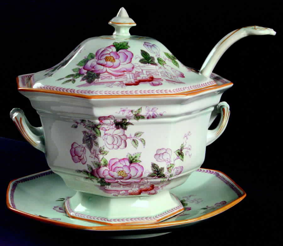 Metz Older Backstamp Tureen & Lid w/Ladle & Underplate by Adams China-1
