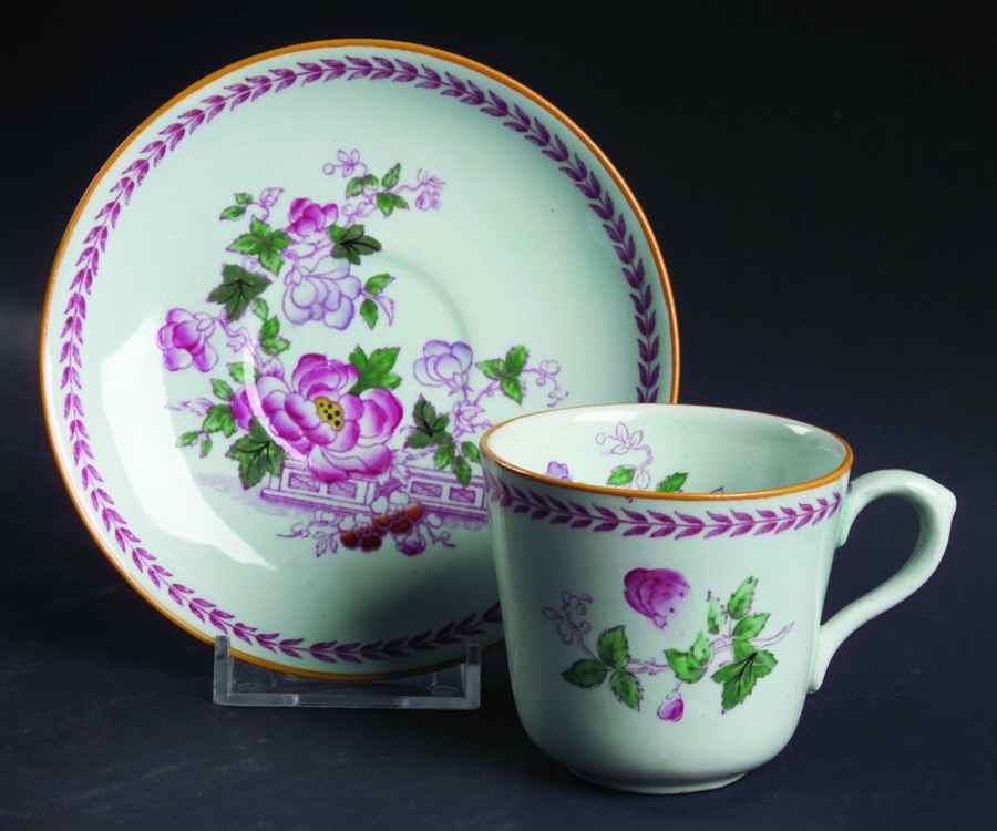 Metz Older Backstamp Flat Demitasse Cup & Saucer Set by Adams China-1