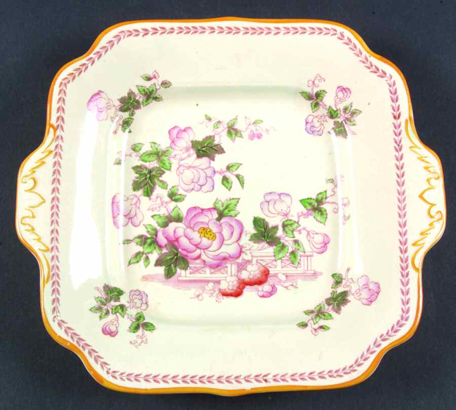 Metz Older Backstamp Square Handled Cake Plate by Adams China-1