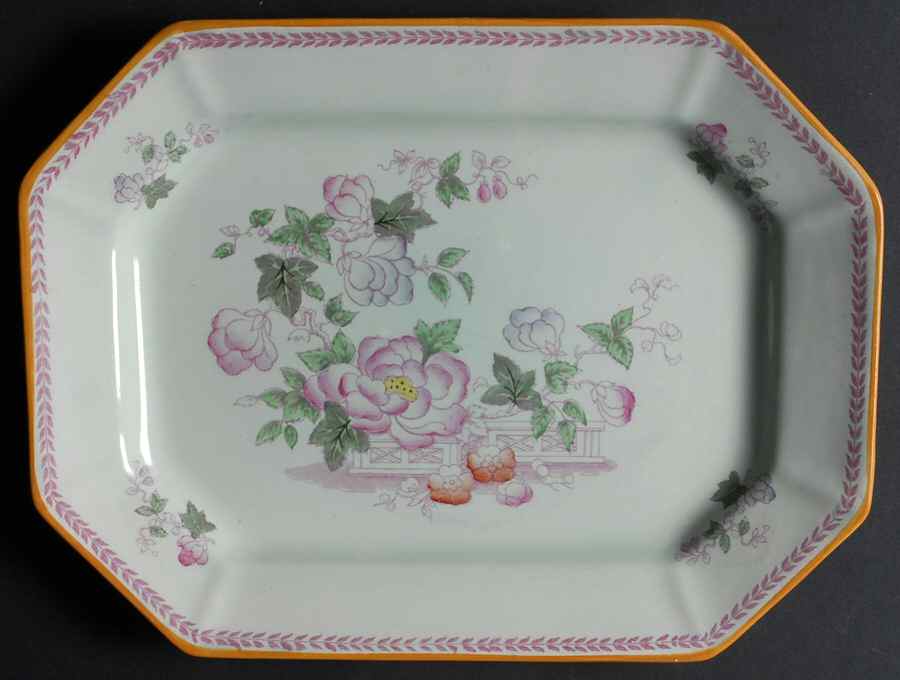 Metz Older Backstamp 12" Oval Serving Platter by Adams China-1