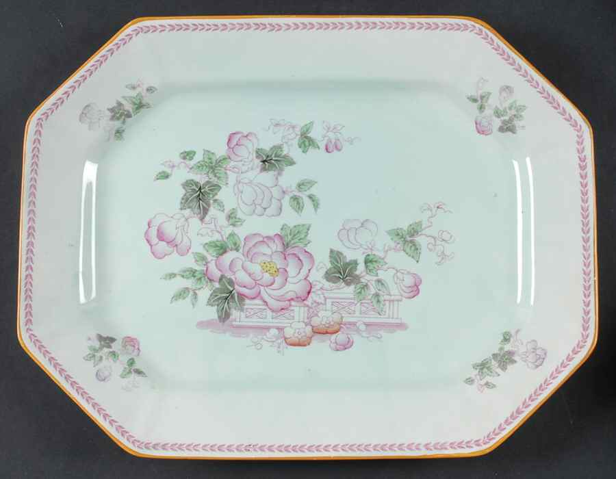 Metz Older Backstamp 14" Oval Serving Platter by Adams China-1
