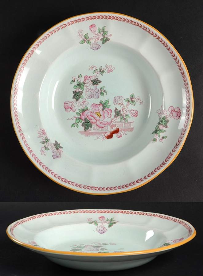 Metz Older Backstamp Large Rim Soup Bowl by Adams China-1