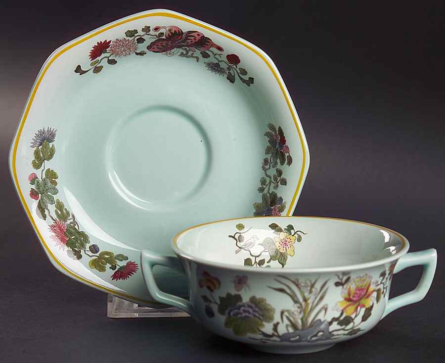 Ming Jade Flat Cream Soup Bowl & Saucer Set by Adams China-1