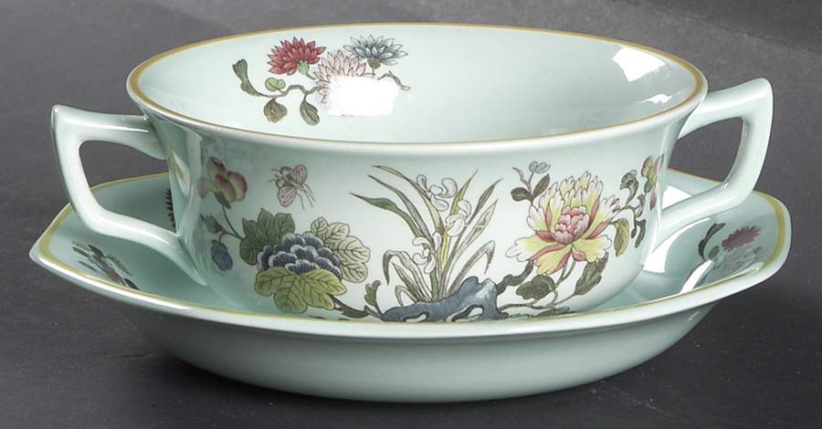 Ming Jade Flat Cream Soup & Saucer Set by Adams China-1
