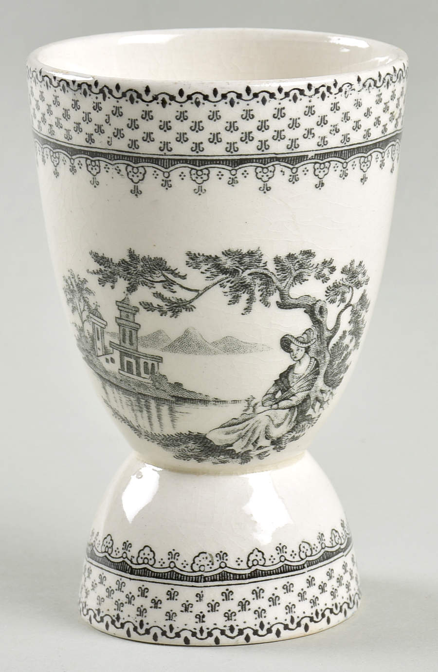 Minuet Black (Newer, Adams Bckstmp) Double Egg Cup by Adams China-1
