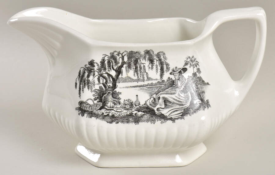 Minuet Black (Newer, Adams Bckstmp) Gravy Boat by Adams China-1