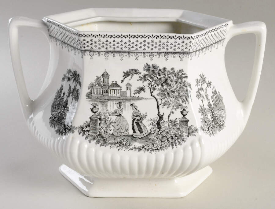 Minuet Black (Newer, Adams Bckstmp) Tureen No Lid by Adams China-1