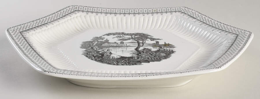 Minuet Black (Newer, Adams Bckstmp) Underplate for Tureen by Adams China-1