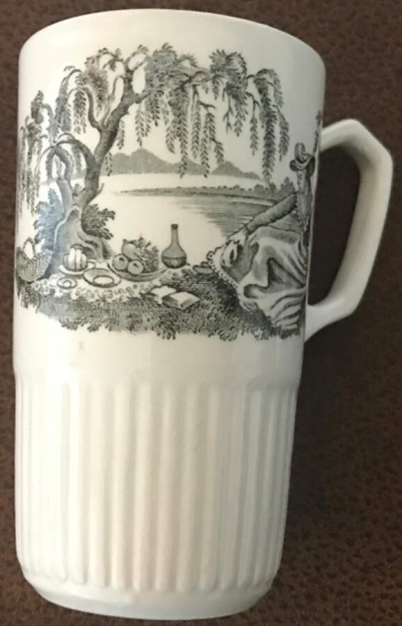 Minuet Black (Newer, Adams Bckstmp) Irish Coffee Cup and Saucer Set by Adams China-1