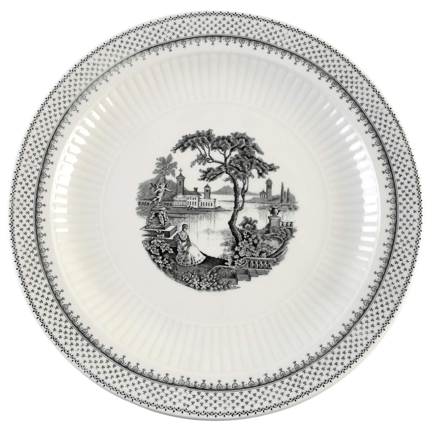 Minuet Black (Newer, Adams Bckstmp) 12" Chop Plate (Round Platter) by Adams China-1