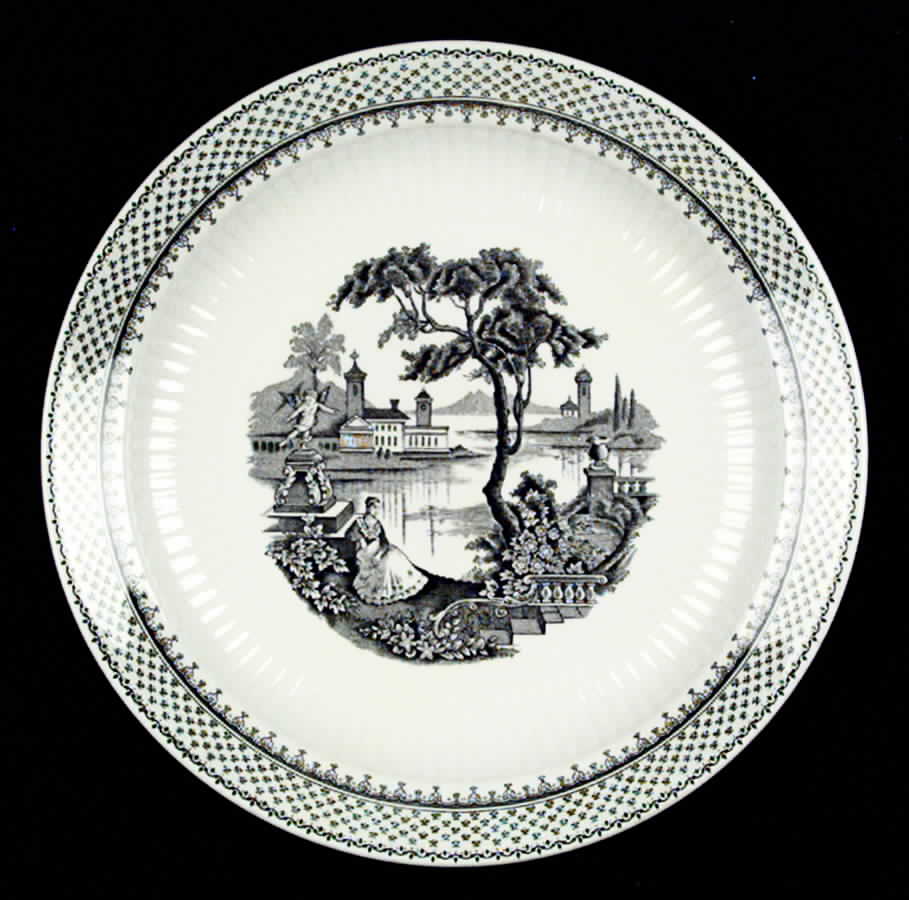 Minuet Black (Newer, Adams Bckstmp) Dinner Plate by Adams China-1