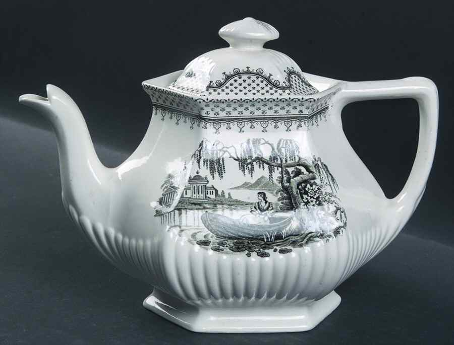 Minuet Black (Newer, Adams Bckstmp) Teapot & Lid by Adams China-1