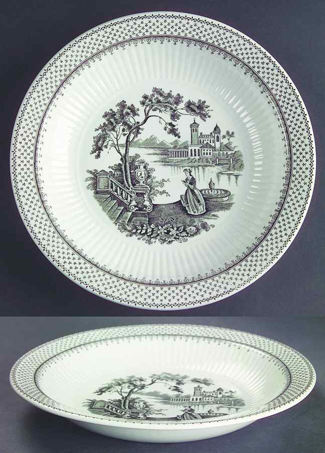 Minuet Black (Newer, Adams Bckstmp) Rim Soup Bowl by Adams China-1