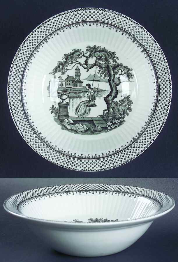 Minuet Black (Newer, Adams Bckstmp) Rim Cereal Bowl by Adams China-1