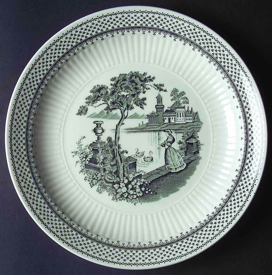 Minuet Black (Newer, Adams Bckstmp) Luncheon Plate by Adams China-1