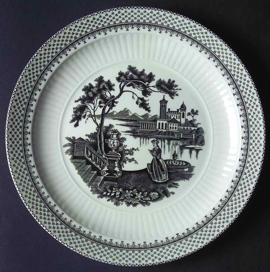 Minuet Black (Newer, Adams Bckstmp) Salad Plate by Adams China-1