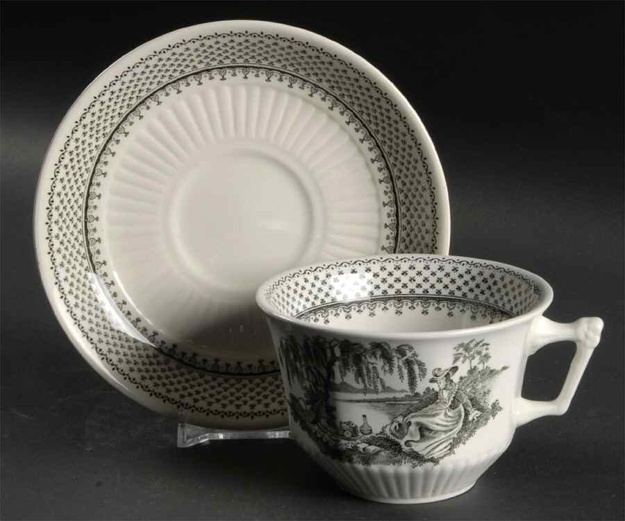 Minuet Black (Newer, Adams Bckstmp) Oversized Cup & Saucer Set by Adams China-1