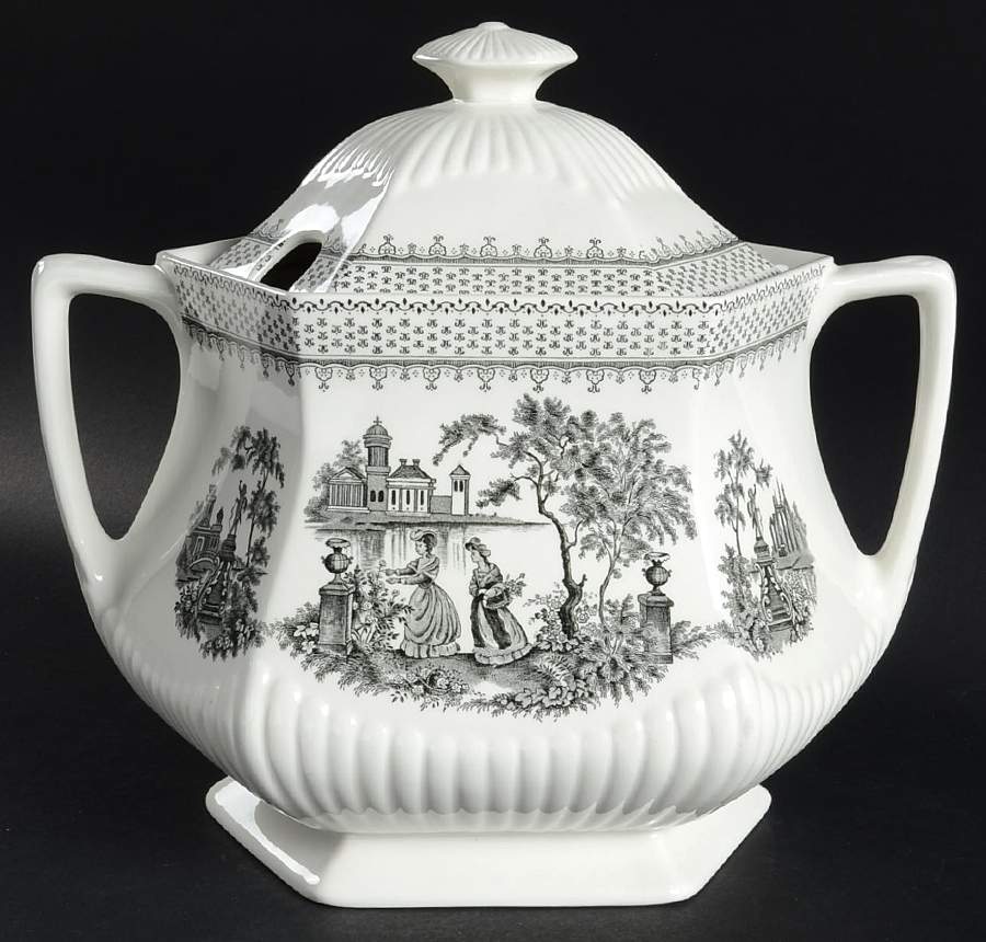 Minuet Black (Newer, Adams Bckstmp) Tureen &  Lid by Adams China-1