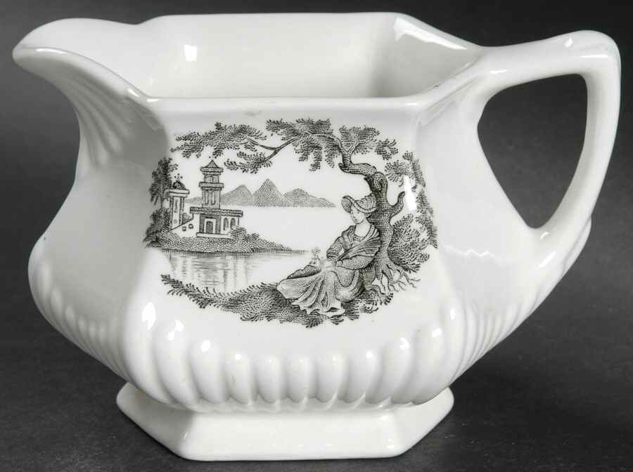 Minuet Black (Newer, Adams Bckstmp) Creamer by Adams China-1