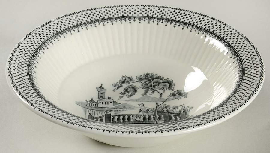 Minuet Black (Newer, Adams Bckstmp) Rim Cereal Bowl by Adams China-1