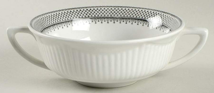 Minuet Black (Newer, Adams Bckstmp) Flat Cream Soup Bowl by Adams China-1