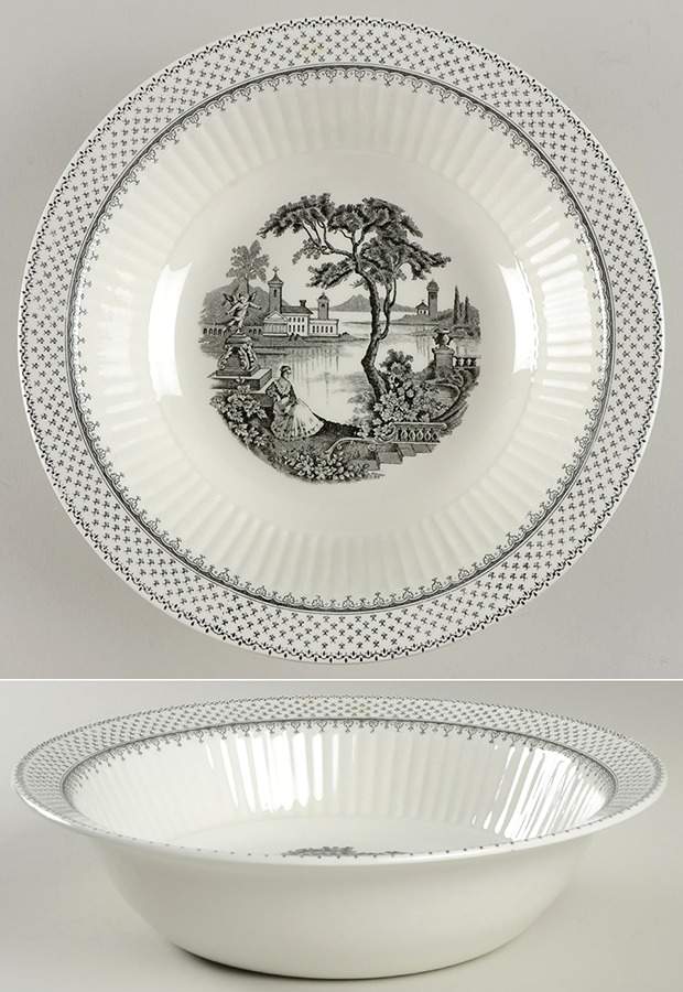 Minuet Black (Newer, Adams Bckstmp) 10" Round Vegetable Bowl by Adams China-1