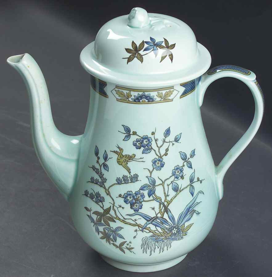 Ming Toi Blue Coffee Pot & Lid by Adams China-1