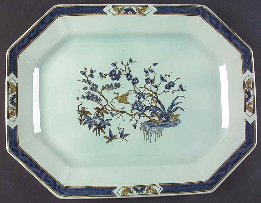 Ming Toi Blue 14" Oval Serving Platter by Adams China-1