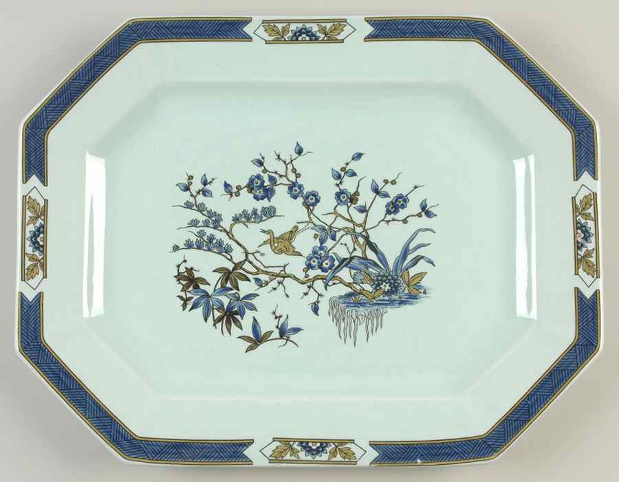 Ming Toi Blue 14" Oval Serving Platter by Adams China-1