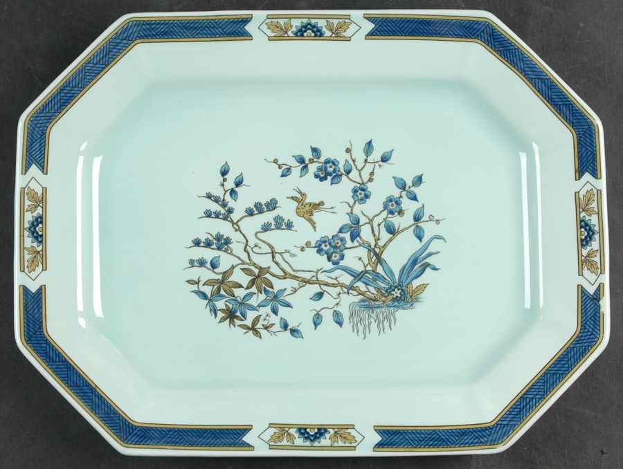 Ming Toi Blue 12" Oval Serving Platter by Adams China-1