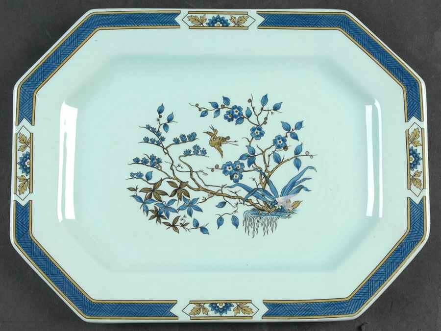 Ming Toi Blue 11" Oval Serving Platter by Adams China-1