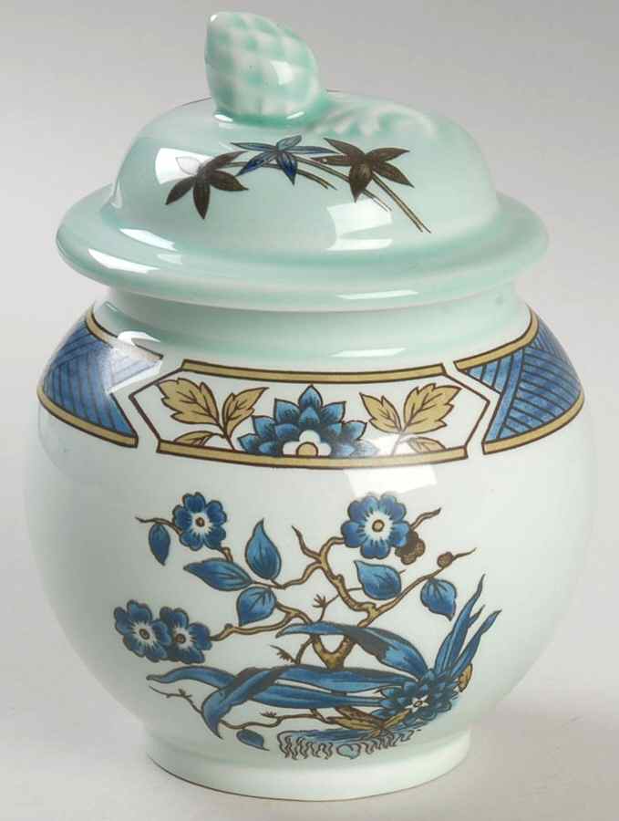 Ming Toi Blue Sugar Bowl & Lid by Adams China-1